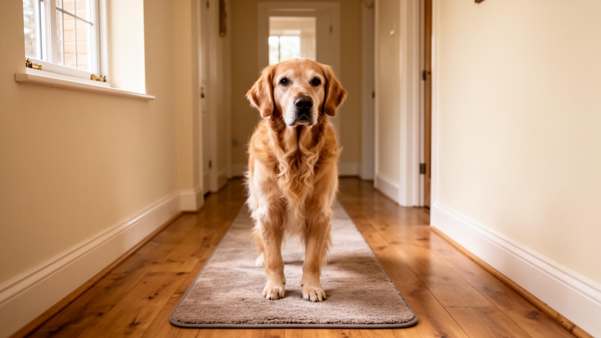 Non-slip runner rug on a wooden floor in a UK hallway